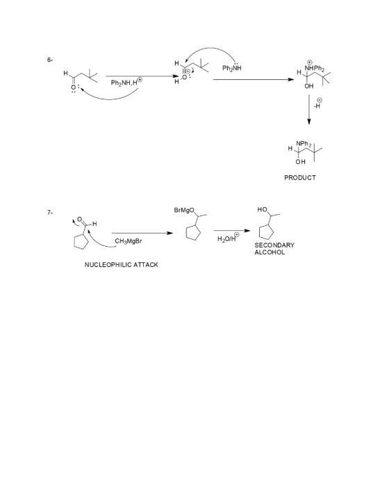 HV NHPH) NPh2 Η Γη2 он PRODUCT BrMgo een Ő a B CH3MgBr H2011 SECONDARY ALCOHOL NUCLEOPHILIC ATTACK