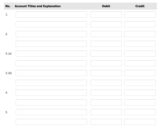 No. Account Titles and Explanation Debit Credit 3. (a) 3. (b)