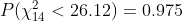 P(\chi^2_{14} < 26.12) = 0.975