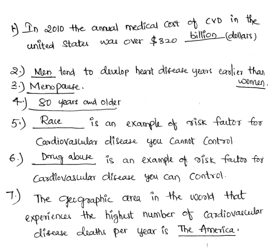 b) In 2010 the annual medical cost united States was over $320 of cvb billion in the dollars) 2.) Men tend to develop heart d