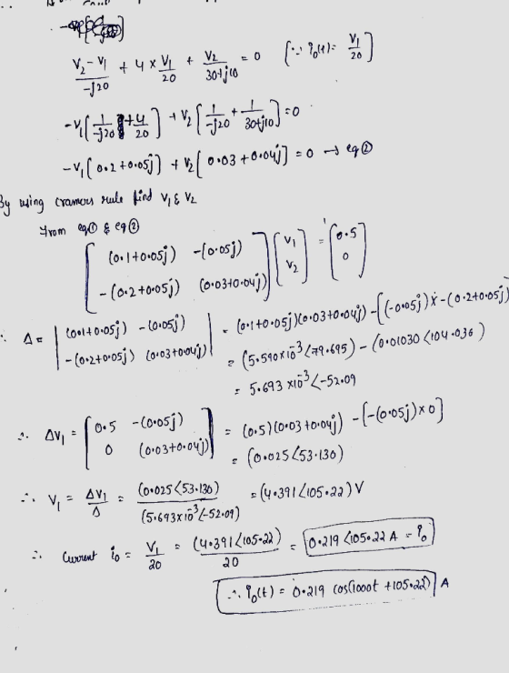 EO 20 -820 809 ₂ - 4 + 4x + V {:2,415 301j10 -York **{-fant Sebebino -Vi ( 0.2 +0.05j) + v3 (0.03 +0.001] = 0 -> eq @ By usin