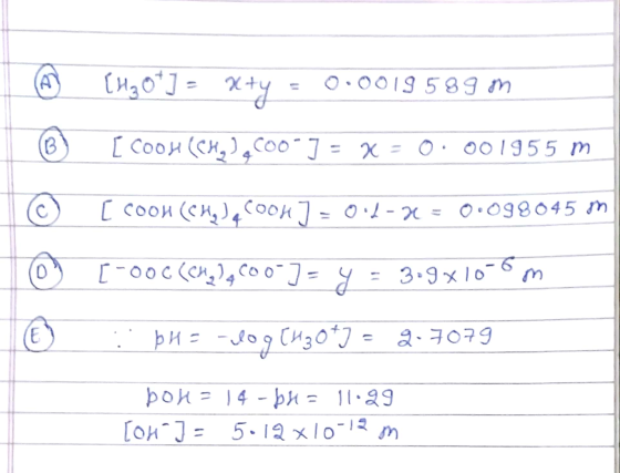 tu .00 01955 m @ ® © 0 (H120*) = x+y = 0.0019589 on [ cool (Che),600-] = x = 0.001955 m. [ coon (che de COOH) = 0.-32 = 0.098