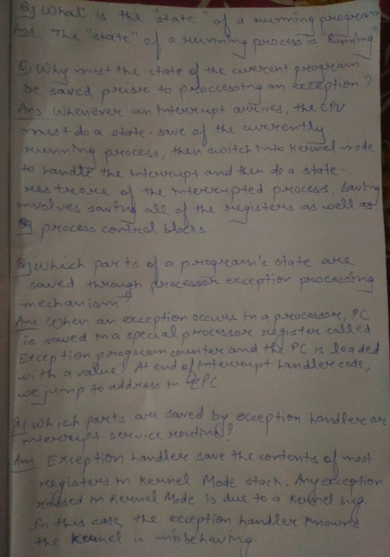 as what is the state of a numing proqra And the state of a running process in Running s why must the state of the werent preo