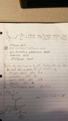 ethanor acid 2,a-dimethyl propanoic acid butanoic
