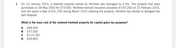 1 On 10 January 2015, a freehold property owned by Winifred was damaged by a fire. The property had been purchased on 29 May