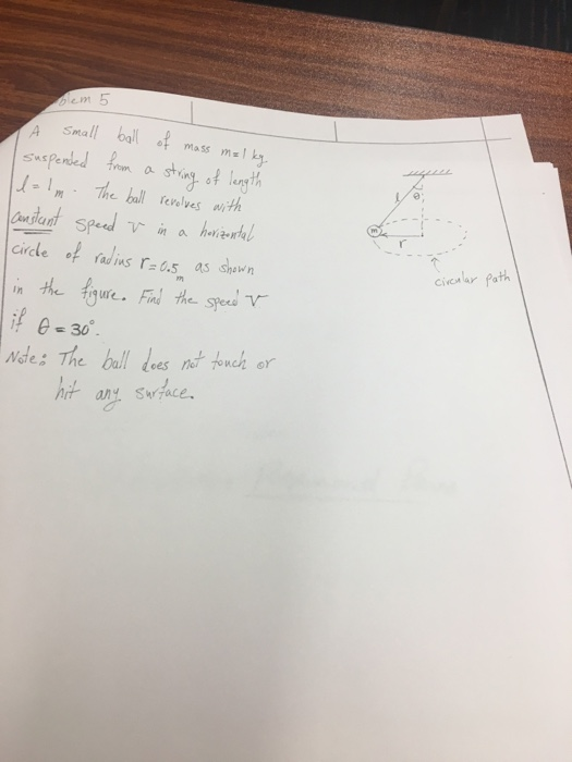 c.5 Small alM. .5 -1m The boul eves wth circle of tadins ras as shewn in the gure. Fu the Se Ndle: The ball des ndt tonh or o