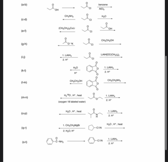 (a-b) lon benzene AICI CHỌN но (c-d) (CH,CH) Cuu lor. OH (1-1) ogo ogo ago age og Look CH,CH, OH (g-h) LIAIHIOCCHala 1. LAIH