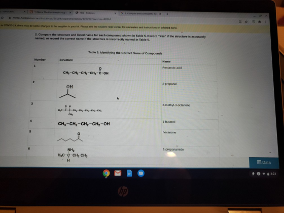edu X C1) Name The Functional Group SHOL - Instance X G 1. Compare and contrast the foll x + .myholholscience.com/instances/9