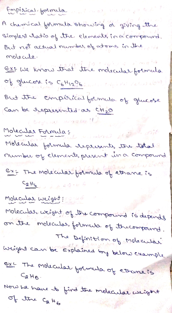 Empirical formula A chemical formula showing or giving the simplest ratio of the elements in a compound, But not actual numbe