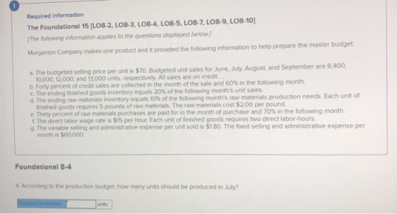 Required information The Foundational 15 [LO8-2, LO8-3, LO8-4, LO8-5, LO8-7, LO8-9, LO8-10) [The following information applie