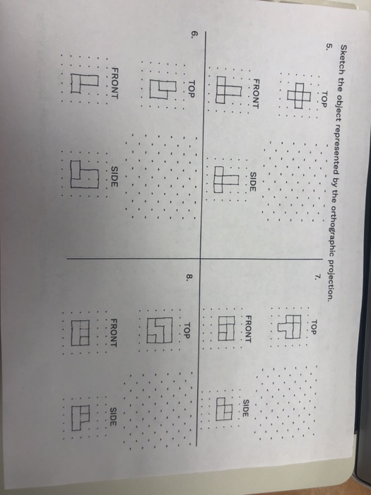 Sketch the object represented by the orthographic projection. TOP TOP FRONT FRONT SIDE TOP 0861 01 FRONT FRONT
