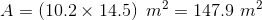 A=\left (10.2\times14.5 \right )\ m^2=147.9\ m^2