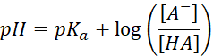 ([A] pH = pKa + log [HA]