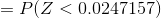 =P(Z < 0.0247157)