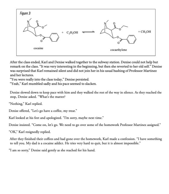 Figure 3 CH,OH +CH OH cocaine cocaethylene After the class ended, Karl and Denise walked together to the subway station. Deni