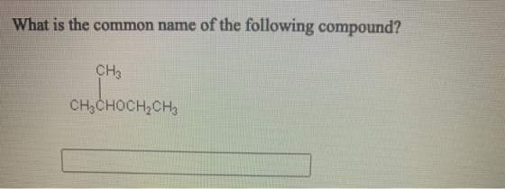 What is the common name of the following compound? CH3 CH3CHOCH2CH3