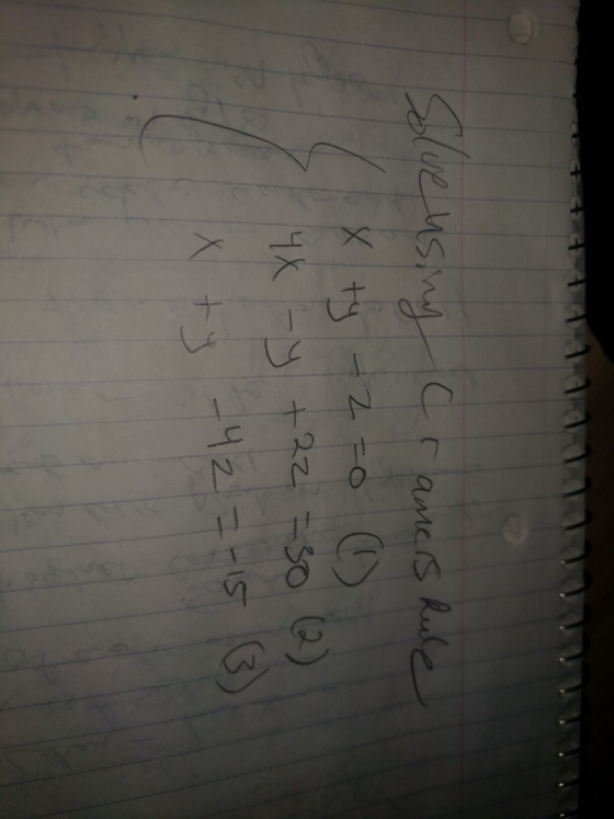 Solve using Cramers Rule xty - 2 =o 2 4x -y +22 =30 (2) 1x +-42 = -15 )
