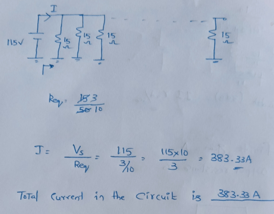 215 215 1157 50 10 to 283.3 Total Current in the circuit is 38.33 A