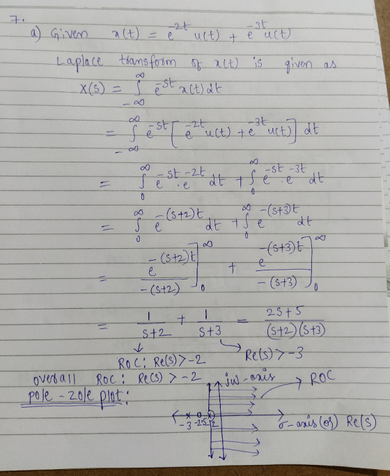 a) Given alt) = ezt uct) + estuct) Laplace transform of alt) is given as X(s) = 9 est actalt - ſestre ult) te uct) de (that s