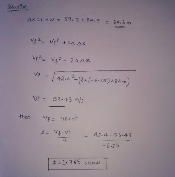 Solutto 2 jf = 53,43 m/s たV4-VP -42-4-53.43 一6.2.5 -1.765 seconds