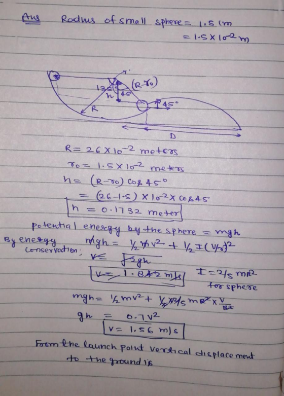 e I.sx o2 me tess h = 0.1732 meter potential eneseY-y-bythe-sphere zmyh Conserveわ for sphese Form ne launch Polut vertical chsplace met to the round is