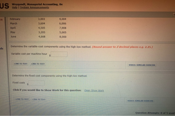 US Wandt, Managerial Accounting, se ES February March April May June 3,003 3,604 4,505 3,203 4,668 4,004 6,006 7,908 5,005 8,