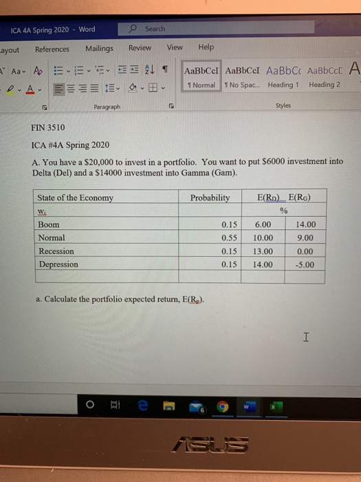 ICA 4A Spring 2020 - Word Search Layout References Mailings Review View Help Aa A L AaBbccI AaBbCel AaBb C AaBbcc -DA EE. ..