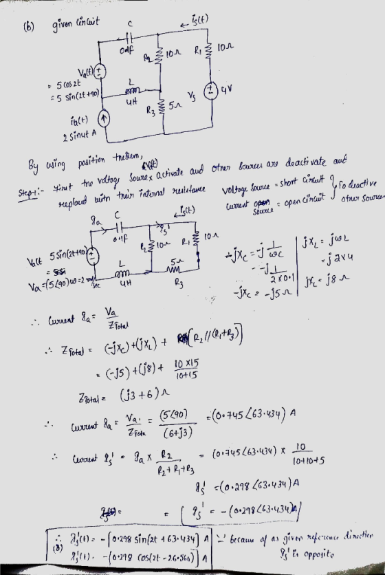 islt) (6) given unit Odf Riz Ion Rior ► 5 (oszt -5 sin(2t +90) L sorm UH 9V в; $5л ible) 2 sinut A gro ofner sources Source =