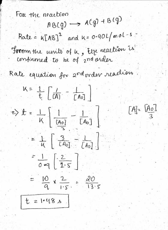Fon the neaction Rate k neaution is equation for and rdar readion K(A0l Ao] ·乙 치히 2 QO