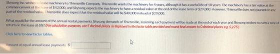 Skysong Inc. wishes to lease machinery to Thiensville Company. Thiensville wants the machinery for 4 years, although it has a