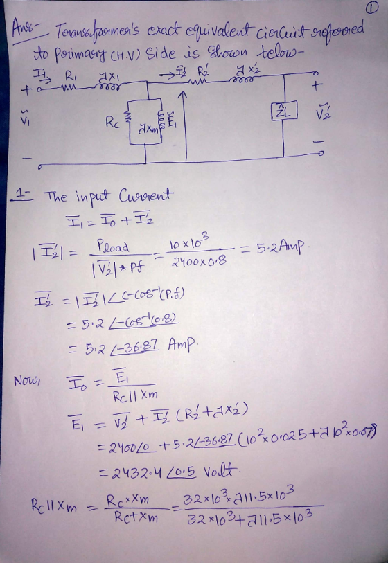 Aus Torvausfraaimeas exact equivalent ciącut referred to primary (H.V) side is shown telow- ss to Rex 000 ST uome I 1- The i