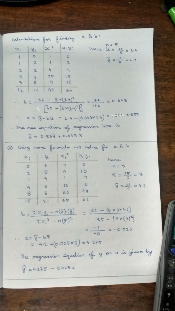 a &b: calculations for y; x;? finding 2:4; here n = 5 s = 12 = 2.4 } = 12 = 2.4 NW us N - - io N N mo Onslo 25 7.2 -0.643 35