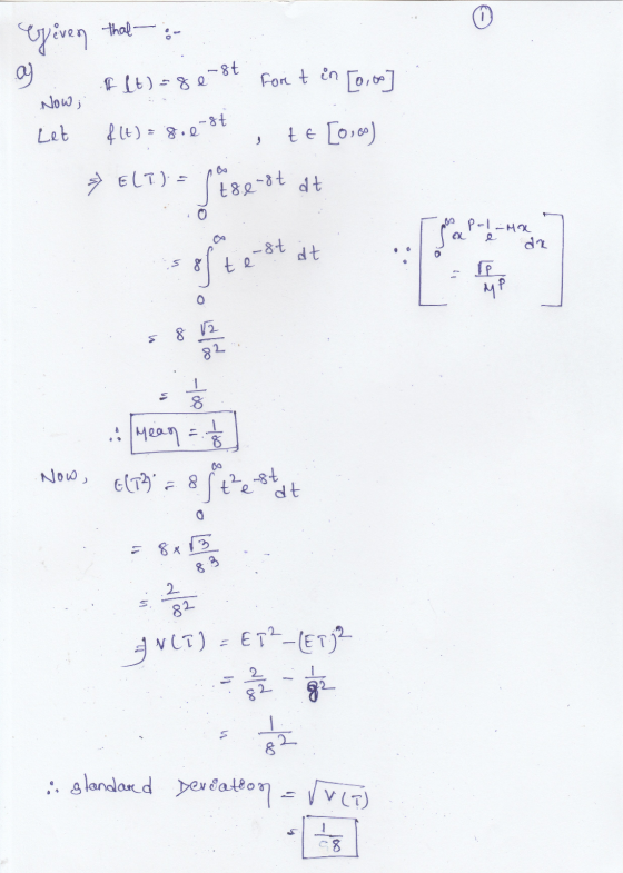 0 - ey even that :- f (t)=8 est fort in ay Now; Let {1+)= 8.2-8t te [0,0) tse it at EL?).- Polana au e da -st dt té P MP 8 12