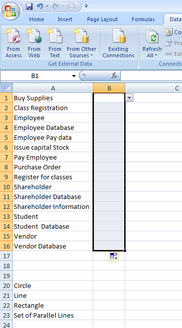Home Insert Page Layout Formulas Data El Col From From Access Web From From Other Text Sources Get External Data Existing Con