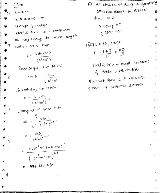 Given etectuc field in 2 componenh ai tny chage dq makes ange6 utth 2 axis then y comp -o Reasuanging the telmu uhe at doue StubsHHahn the value> b ta) Integg ateng both uide .5 2 45十0.34