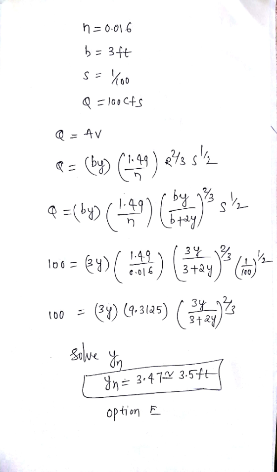 n = 0.016 (00 tod lo 6(2 to0 - (3 1ay Bowe Salve Jn- 3.47 3.5ft optionE