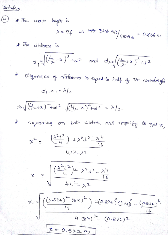 Solufio 410.836 m he distance is tug on both sides and simplify to getx, X. ろm) -