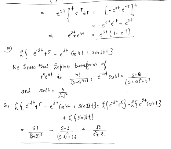= patste fut = [-este ] 3-e3tét + €3+ e test 23+ (1-ét) MORE 22445 - Eht Ca 4+ + Sin Ja 43 1. We know that Laplace bansform