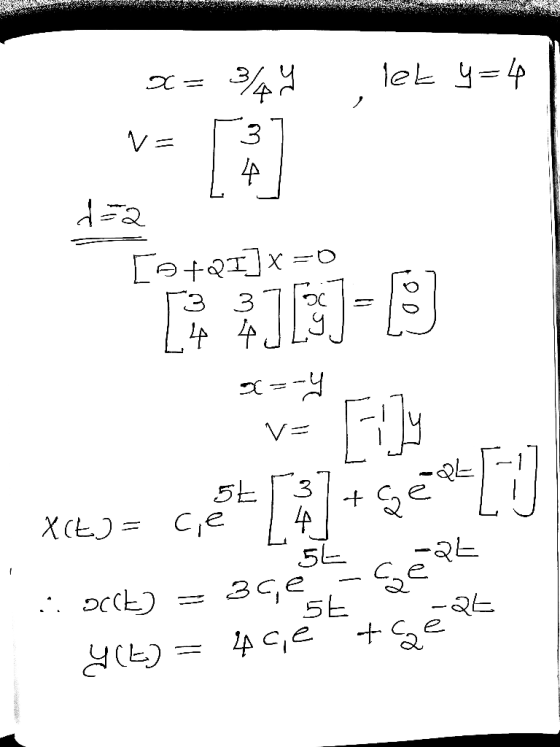 X= 3/4 let y=4 V= ༡ 4 d=a [+QI]x=0 4 4 X=-4 2] [3] Fil V= 5L 3 XCE] = Cie 4. 5L :: occt) = 35e 5€ YCE) 4 cie -at ge -2t ta