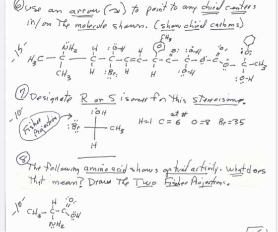 Quse an .(a) to point to any. chird centers arron in/ on the molecule shawn. (shaw chinal carbons) -SI W 0 io; H₃C-¢ : 04 -ca