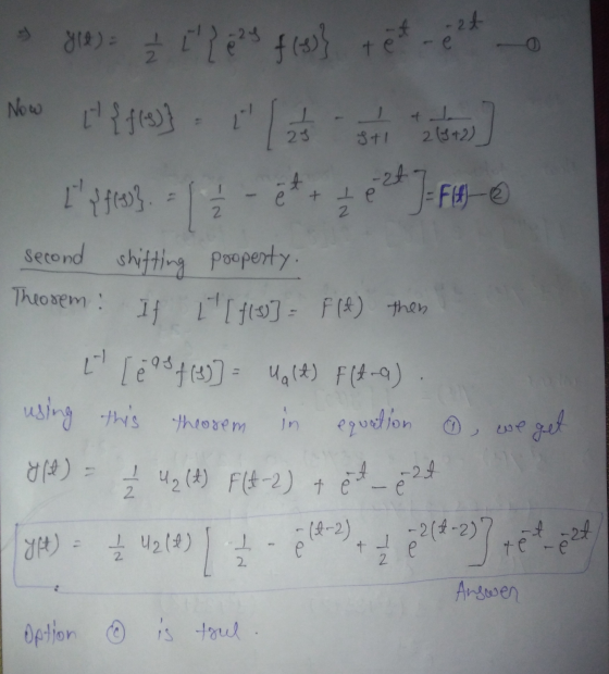 O Now [ {f(s)} = 1 • Y14): 1784 +683} tet-e? [ 2 25 3+1 2 (3+2) 4 24 ] = FH + te 2 е 2 Lyfes)} second shifting property. T