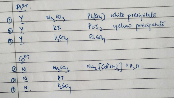 2:27. Nawz - KI kson Pb(con) white precipitate Pb Iz yellow precipitate Pbson o 6²7 Nay [collow].4H₂O - QN .. N. Naloz I Ky s
