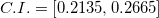 \small C.I. = [0.2135, 0.2665]
