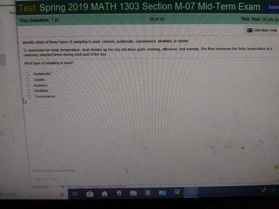 Test: Spring 2019 MATH 1303 Section M-07 Mid-Term Exam Sutom Ass This Question: 1 pt 26 of 50 This Test: 50 pts p Question He