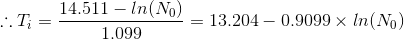 14.511 - In(NO) :.T; = - 1.099 = 13.204 - 0.9099 x In (NO)