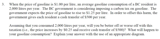 3. When the price of gasoline is $1.00 per litre, an average gasoline consumption of a BC resident is 2,000 litres per year.