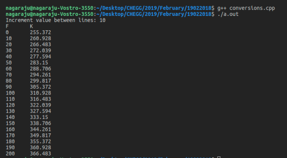 nagaraju@nagaraju-Vostro-3550:~/Desktop/CHEGG/2019/February/19022018$ g++ conversions.cpp nagaraju@nagaraju-Vostro-3550: /Des