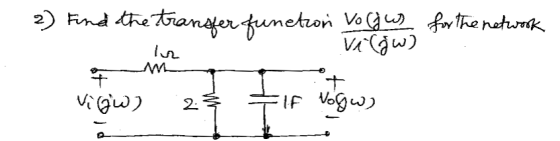2) and the transfer function Vogus for the network vilgw). Vigw) . 2/5 + If Nogw)