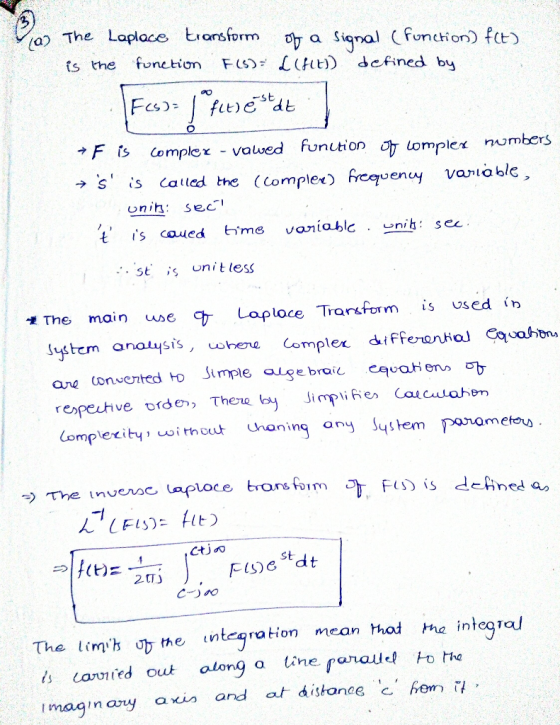 Das The Laplace transform of a Signal (function) f(t) is the function F(s): dihet defined by Fes)= l fets estat + F is comple