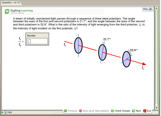 A beam of initially unpolarized light passes throu